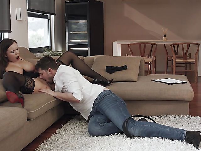 Sofia Lee - Agent stockings seduction and cum on big tits