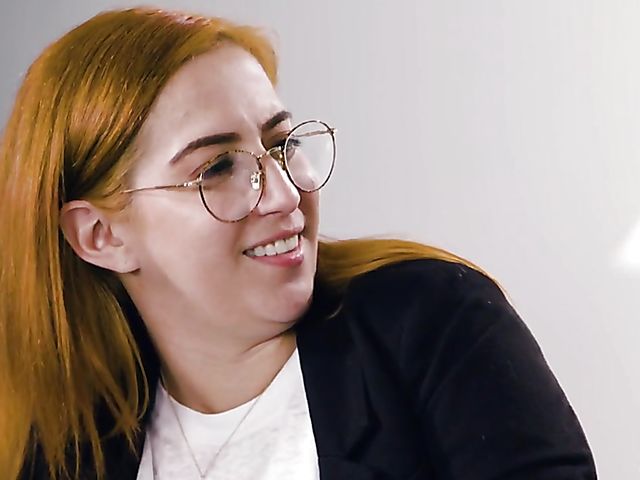 Lena Paul and Charlotte Stokely lesbian fuck in front of redhead April ONeil