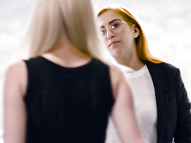 Lena Paul and Charlotte Stokely lesbian fuck in front of redhead April ONeil