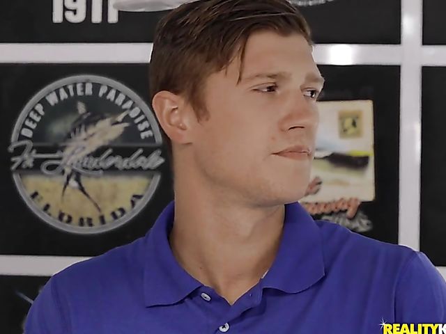 Naughty Michele James with big naturals gets boned at the clothing store