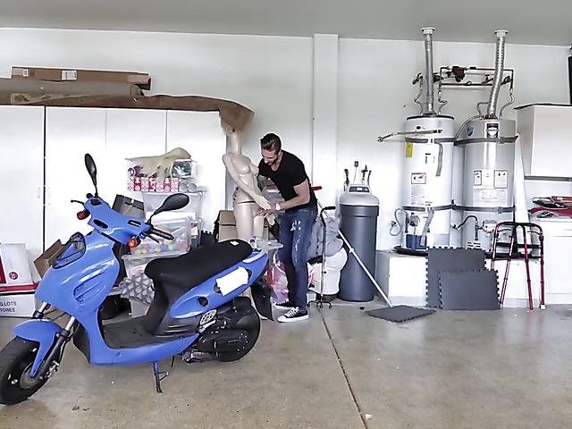 His mannequin sex fantasies become real with pale skin blonde MILF Natasha James