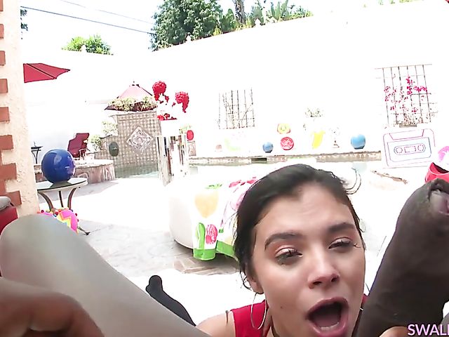 BBC throat fucking and sloppy gagging with latina Violet Starr