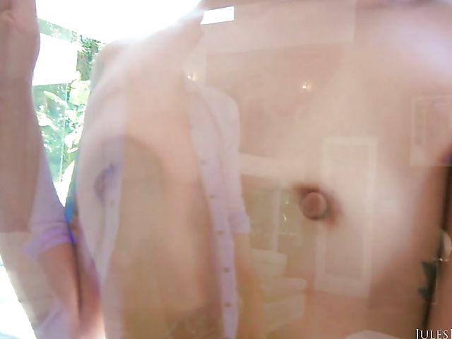 DP asian slut in pink fishnets Saya Song gets double fucked