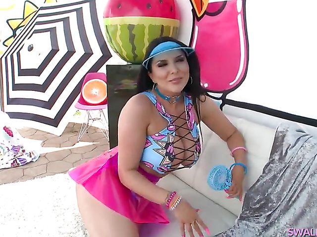 Sloppy BBC throatfuck with big tittied Romi Rain