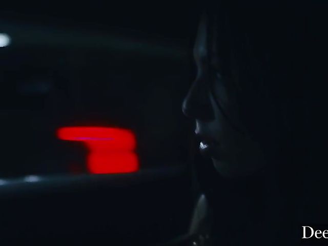 Latex threesome in the dark with Kayden Kross and Aidra Fox