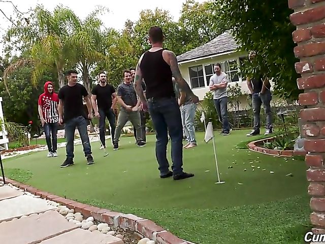 Interracial bukkake gangbang outdoors with curvy ebony Jayden Starr