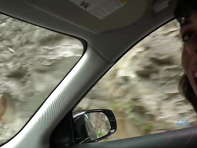 Outdoor POV fun with Vera King on the way to the beach