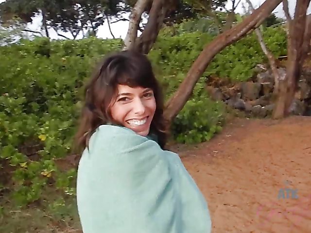 Outdoor POV fun with Vera King on the way to the beach
