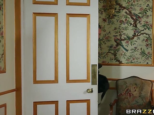 Skinny young woman Tiffany Tatum stops the burglar with her pussy