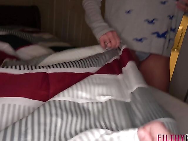 POV mature red head Andi James in bed with a dirty boy