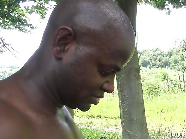 French interracial anal threesome in the outdoors with slim mature Beatrice 