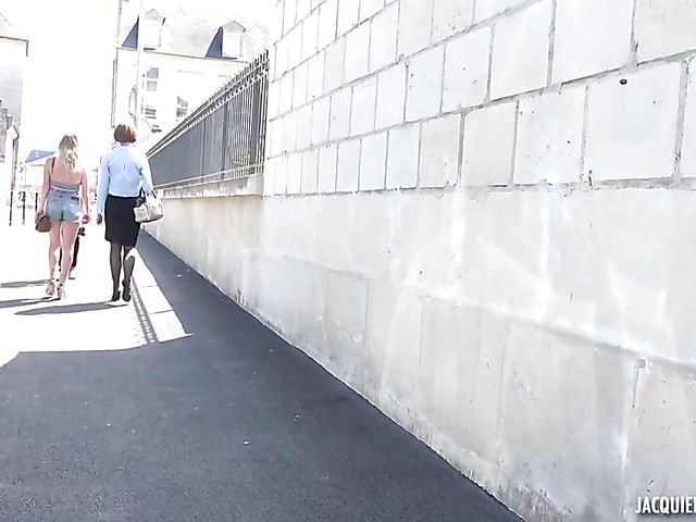 French interracial anal threesome in the outdoors with slim mature Beatrice 