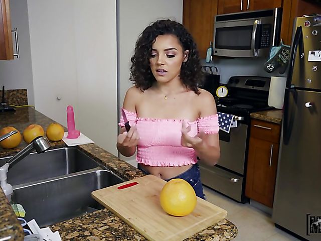 Curly hair latina teen Ella Cruz needs a juicy cock