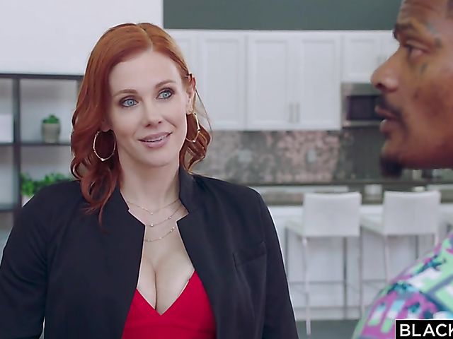Black cock worship with milfy interracial redhead Maitland Ward