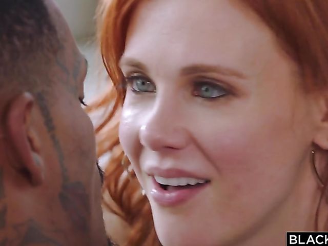 Black cock worship with milfy interracial redhead Maitland Ward