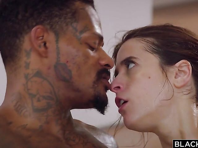 Interracial BBC gym affair with tight boxer Abbie Maley