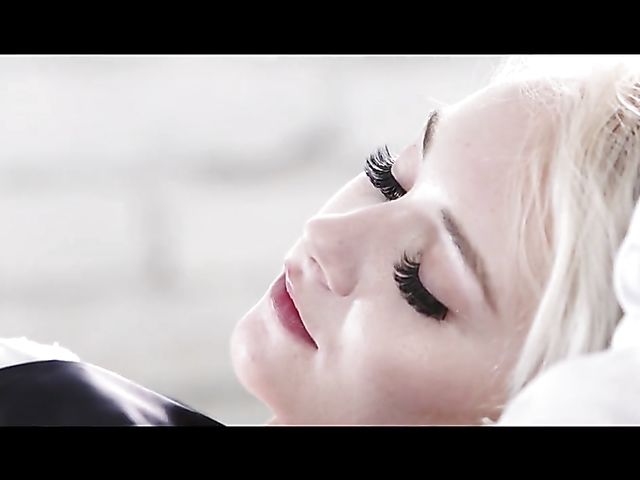 Pale girl Marilyn Sugar fingering and fucking in her lace panties