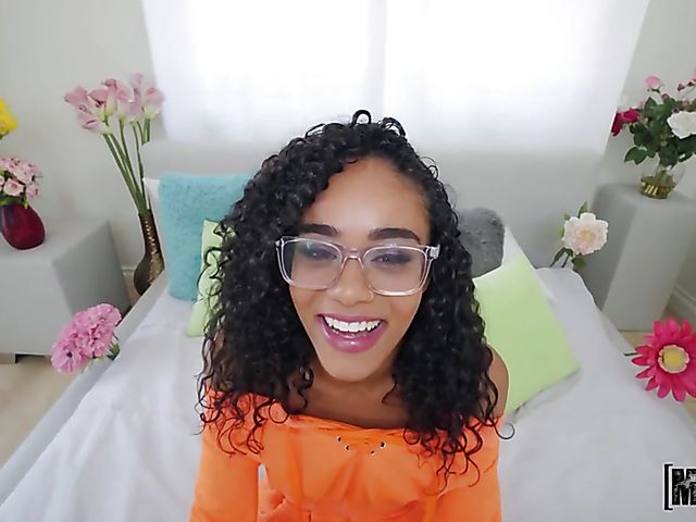 Tiny ebony teen Scarlit Scandal gets a white sausage