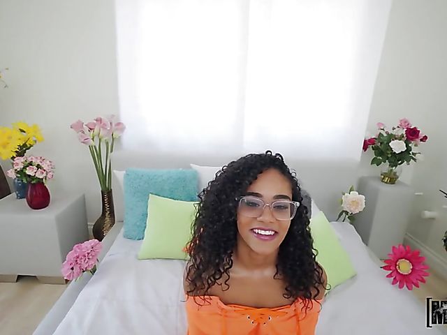 Tiny ebony teen Scarlit Scandal gets a white sausage