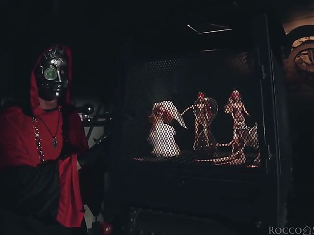 Kinky Angel Emily in fishnets and boots anal fucked in the dungeon