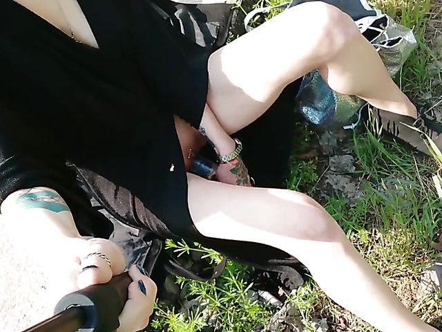 Amateur public pussy flashing and eating off the toilet