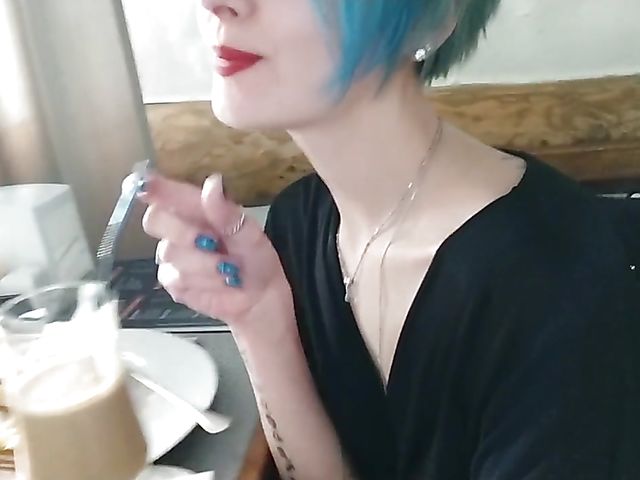 Amateur public pussy flashing and eating off the toilet