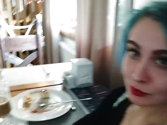 Amateur public pussy flashing and eating off the toilet