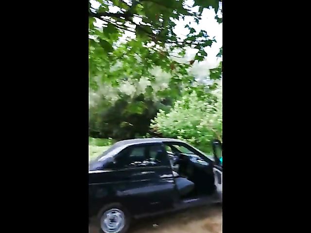 Outdoor amateur GF Alina gets nailed outdoors by the car 