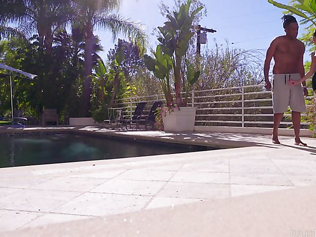 Busty Victoria June in a latex miniskirt loves that huge black cock