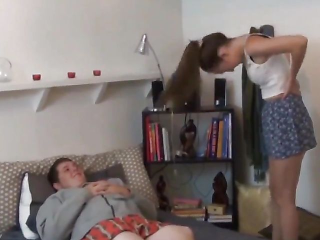 Fat guy fucks petite amateur teen in his room