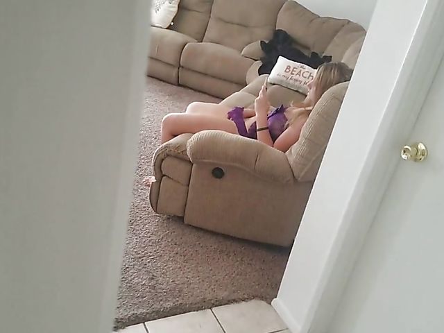 Doggy style creampie in purple lingerie after jerking off