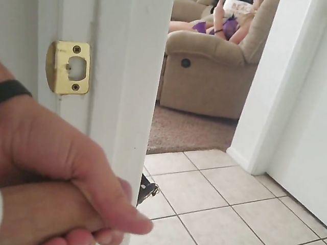 Doggy style creampie in purple lingerie after jerking off