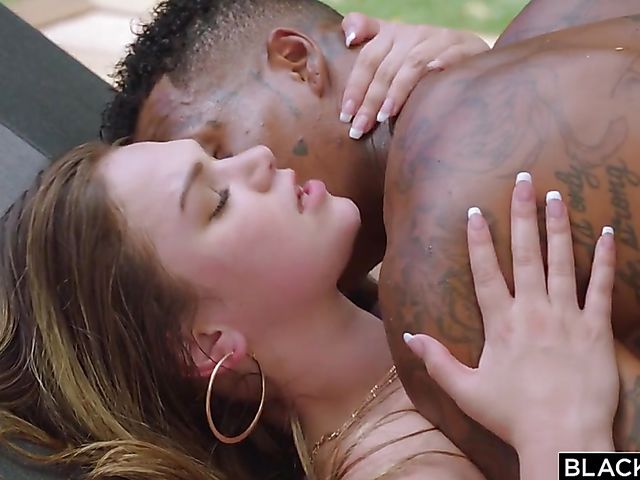 Outdoor interracial sex in the backyard with Athena Faris and Jason Luv