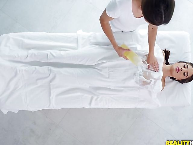 Massage big tits fun with oiled up Liya Silver