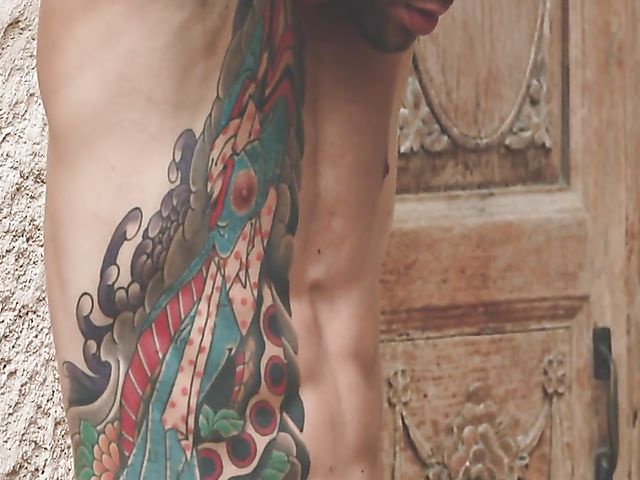 Male slave Juan gets his uncut cock stroked and sucked by sensual asian mistress Katana