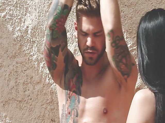 Male slave Juan gets his uncut cock stroked and sucked by sensual asian mistress Katana