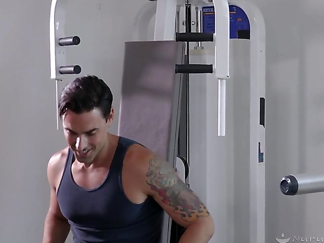 Nuru massage fuck after the workout with busty Angela White