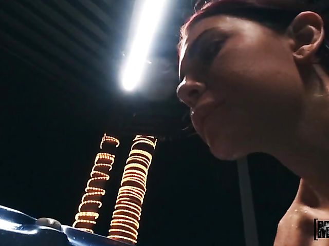 Sabina Rouge and Autumn Falls lesbian hot tub in the night