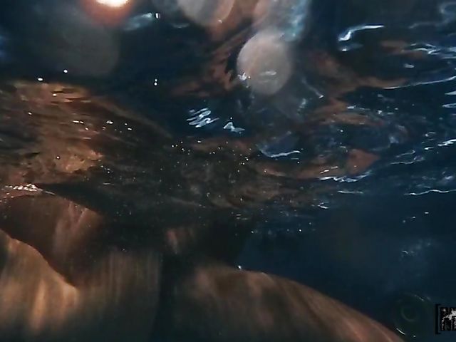 Sabina Rouge and Autumn Falls lesbian hot tub in the night