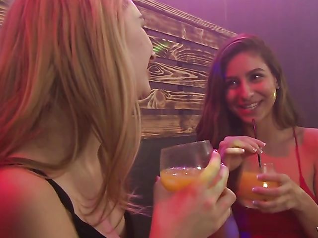 Lesbian club girls Nina North and Ivy Jones getting hot