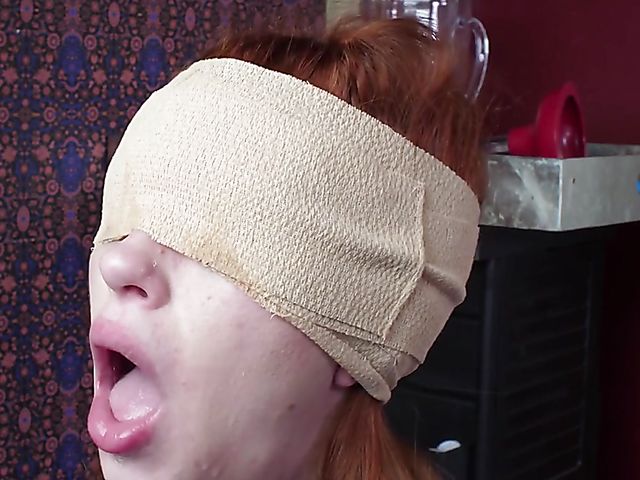 Blindfolded redhead deepthroat slave Alexa Nova