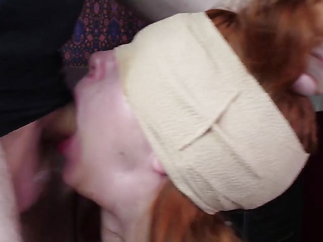 Blindfolded redhead deepthroat slave Alexa Nova
