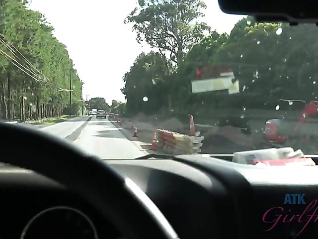 Car fuck and finger bang with naughty girlfriend Lily Adams