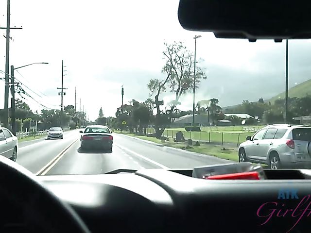 Car fuck and finger bang with naughty girlfriend Lily Adams