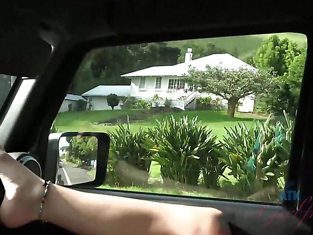 Car fuck and finger bang with naughty girlfriend Lily Adams