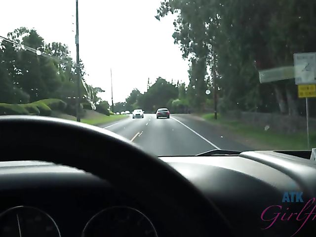 Car fuck and finger bang with naughty girlfriend Lily Adams