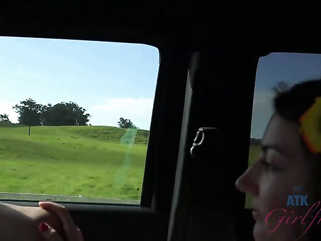 Car fuck and finger bang with naughty girlfriend Lily Adams