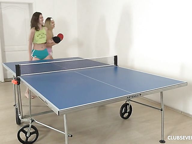 Teen lesbians Selvaggia and Alessandra Amore love playing table tennis