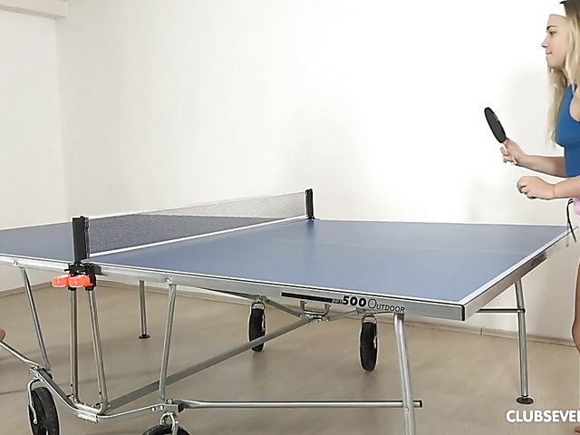 Teen lesbians Selvaggia and Alessandra Amore love playing table tennis