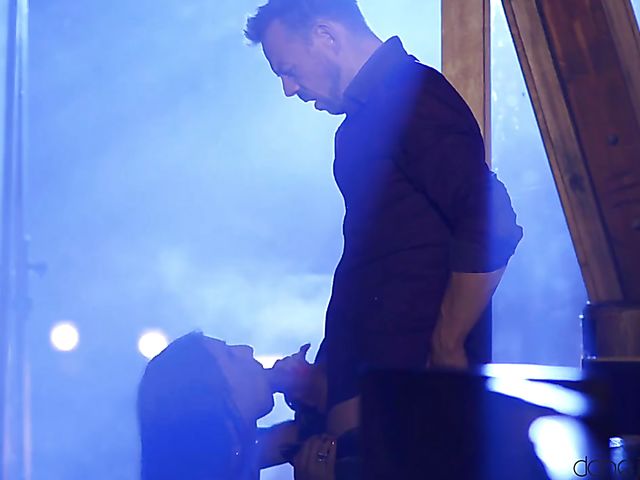 Romantic blowjob in the dark and standing fuck with Nelly Kent